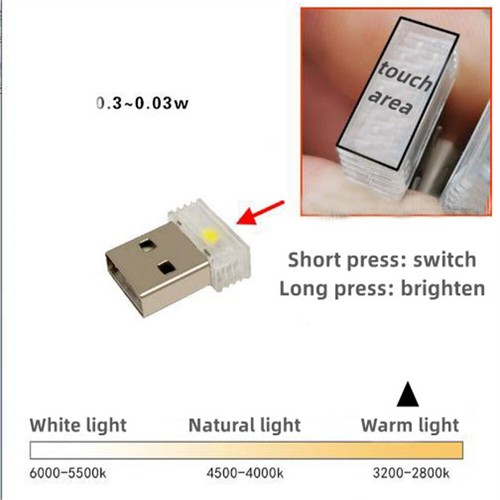 Mini USB 0.3W LED Night Light Bedroom Dimmable Touch Energy-Saving With Switch - Picture 4 of 11