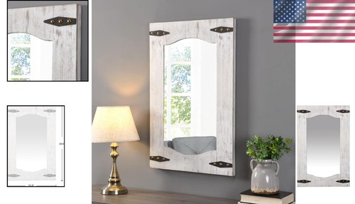 33.5" Rectangular Barn Door Mirror in Tan/Ivory - Perfect for Home Decor - Picture 2 of 8