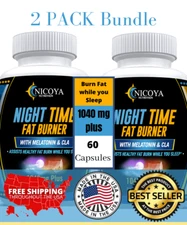 Night Time Fat Burner 1040MG+ Weight Loss, Mood & Sleep w/Ashwagandha & CLA 2 PK