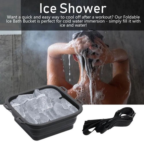Silicone Folding Ice Bath shower Bucket Under-Showerhead Shower Bucket Outdoor - Picture 9 of 12