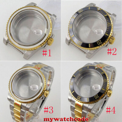 Two Tone 40mm Ceramic Bezel Sapphire Glass Watch Case fit NH35 NH36 2824 8215