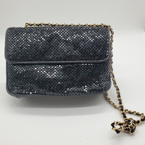 Vintage Black Mesh Whiting & Davis Handbag Rockabily/Flapper/Disco/Party/Wedding - Picture 2 of 16
