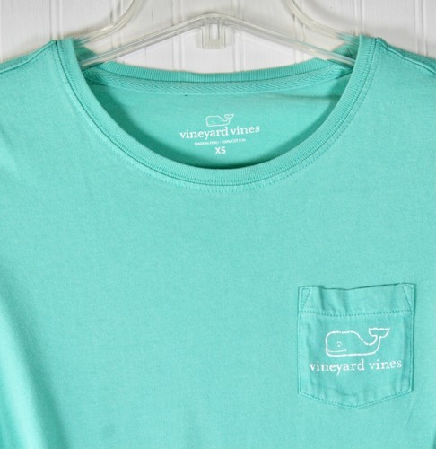 Vineyard Vines Damen XS Langarm T-Shirt Oberteil Aqua Grün Weiß Logos - Bild 4 von 5