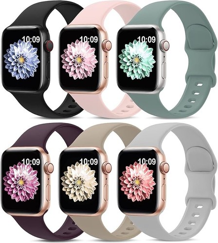 6 Pack Sport Bands Compatible with Apple Watch Band 38mm 40mm 41mm 42mm 44mm 45m - 第 1/3 張圖片