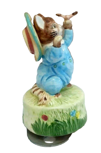 Schmid 1988 Beatrix Potter Tom Kitten Vintage Ceramica Music Box Figura Nata Gratis - Foto 5 di 9