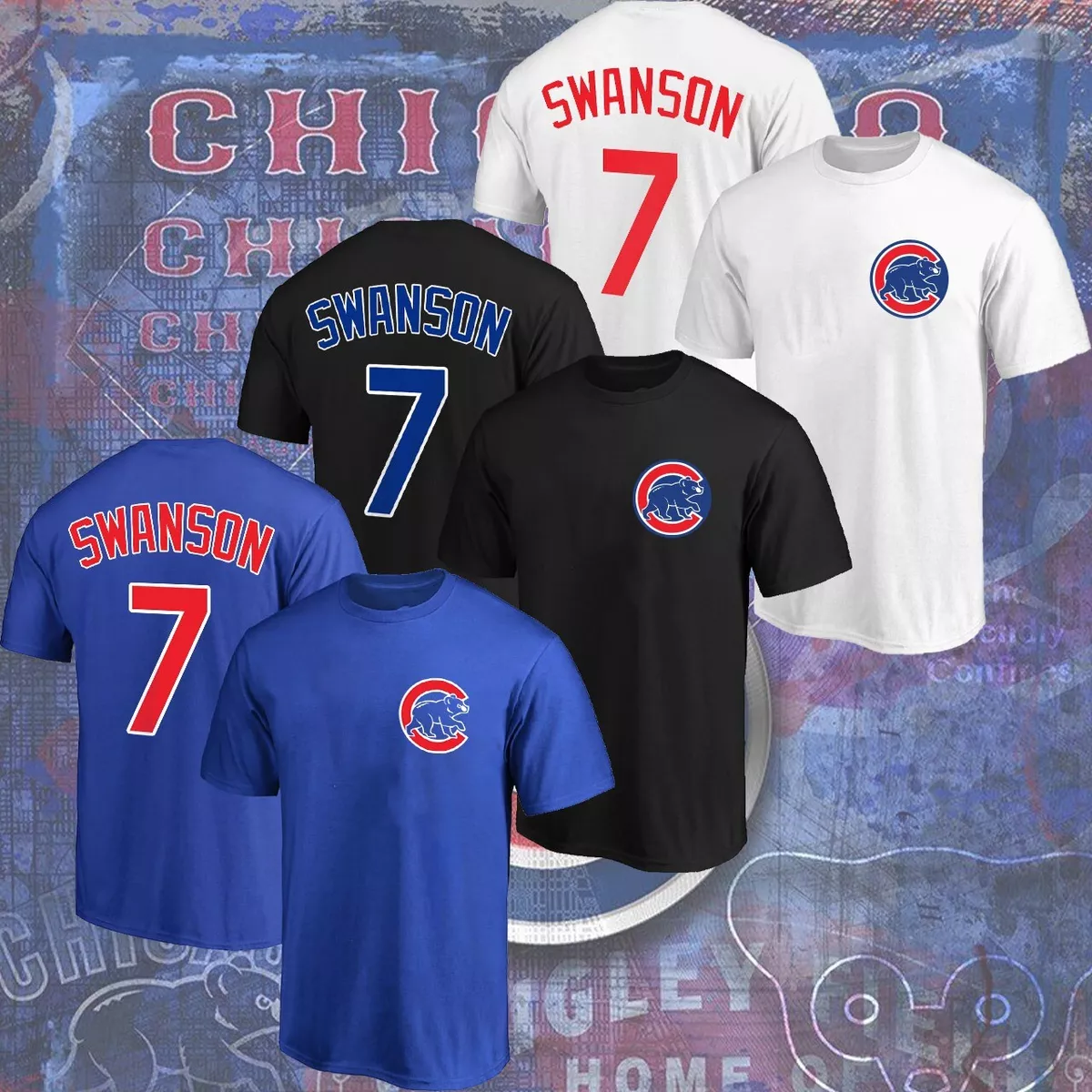 SALE!!! Welcome Dansby Swanson #7 Chicago Cubs Name & Number T-Shirt S_5XL