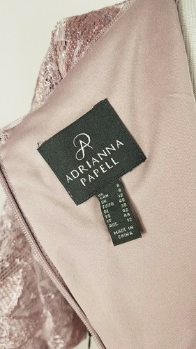 Adrianna Papell (8) Kleid rosa mauve Blumen Spitze Kurzarmkleid Bandschlitz Neu mit Etikett - Bild 5 von 6