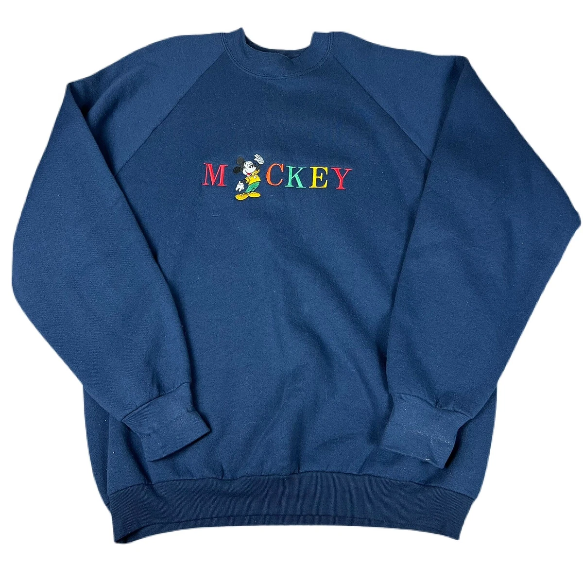 Vintage Walt Disney Mickey Mouse Sweatshirt Sweater Rainbow Multi Color Spellout