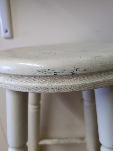 Traditional Solid Pine Stool White Painted 50cm Height Turned Legs Vintage - Picture 6 of 8