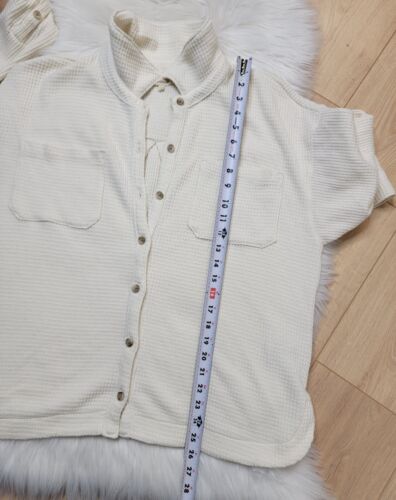 Madewell Waffle Knit Shirt Jacket Cream Women's Size Large Button Down - 第 7/8 張圖片