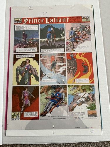 PRINCE VALIANT 3-M HAL R. FOSTER Negative Newspaper Comic Strip Original ART - Picture 2 of 7