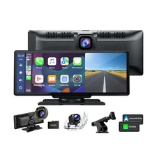 LAMTTO 9.26" Wireless Car Stereo Apple Carplay with 2.5K Dash Cam, 1080P Back...