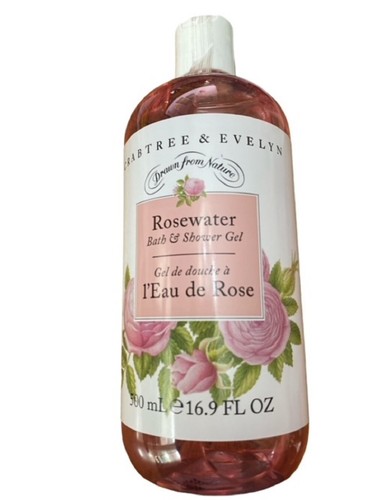 Crabtree & Evelyn Rosewater Shower Gel 500ml 16.9oz+Multi Frutti Bath Rock 1pk