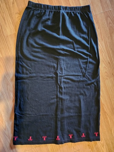 The Quacker Factory Black Embroided Lobsters Long Maxi Large Skirt - Picture 1 of 4