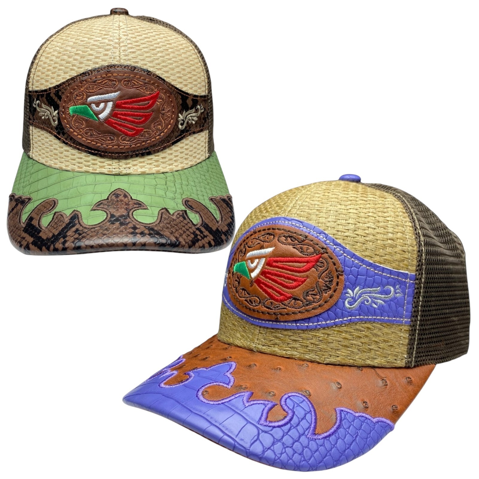 Hecho en Mexico Gorra Aguila Bordada Parche de Cuero, Estilo Vaquero