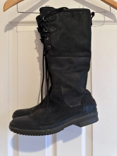 Stivali donna UGG Elvia impermeabili in pelle con pannelli stringati neri taglia 7,5 - Foto 16 di 16