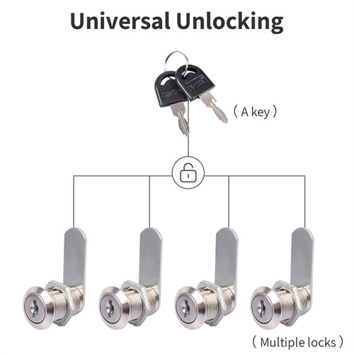 1/2/4/6/10/12 Pack Cam Lock 1-1/8” Cabinet Toolbox Safe Drawer RV Lock Camper - Picture 2 of 16