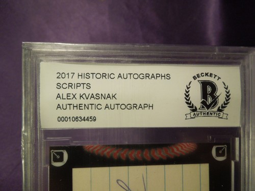 2017 Historic Autographs Scripts Alex Kvasnak Beckett Authentic Autograph - Picture 2 of 3