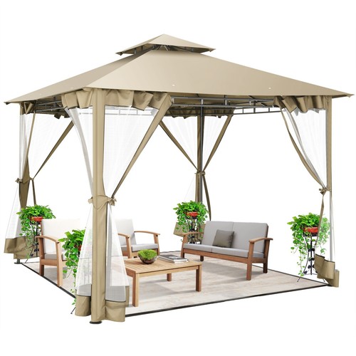 HOTEEL 10'x10' Gazebo with Mosquito Netting Heavy Duty Waterproof Patio Canopy - Picture 9 of 9