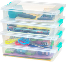 USA 6 Qt. Plastic Storage Bins Containers with Lids, 4 Pack, Sensory Bin, Cra...