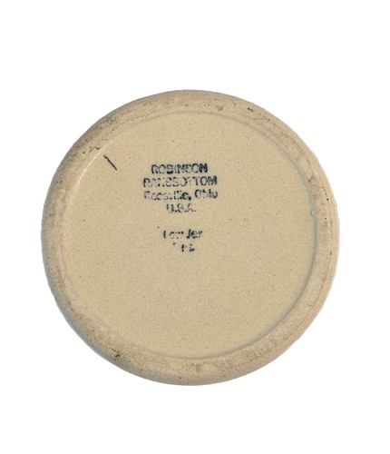 Robinson Ransbottom Low Jar Crock Stoneware Blue Stripe USA Vintage Farmhouse - Picture 8 of 9