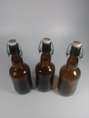 OLD GROLSCH "GEORGIA" PORCELAIN STOPPER BROWN BEER BOTTLES 16OZ Set Of 3 Vintage - 第 4/24 張圖片