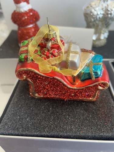 Glass Beaded Valerie Christmas Ornaments Boxed Santa Angel Snowman Sleigh Tree - Picture 12 of 20