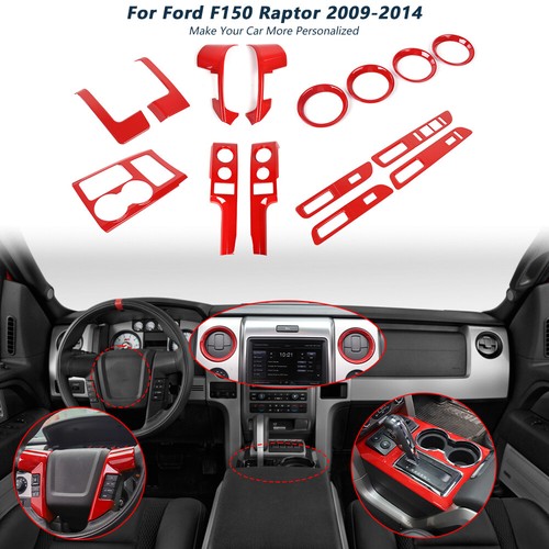 15pcs Full Set Interior Decoration Cover Trim Bezels For Ford F150 2009-2014 Red - Picture 2 of 10