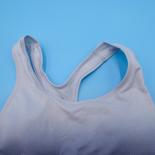 Victorias Secret Sports Bra Medium Blue Ribbed Pullover Seamless Lightly Lined - Picture 4 of 8