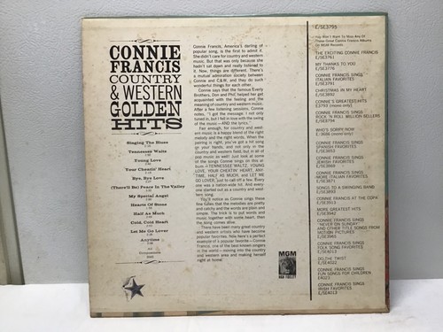 2 Vintage Connie Francis Vinyl Lps-Country & Western Golden Hits/Sings Folk Favs - Picture 4 of 24