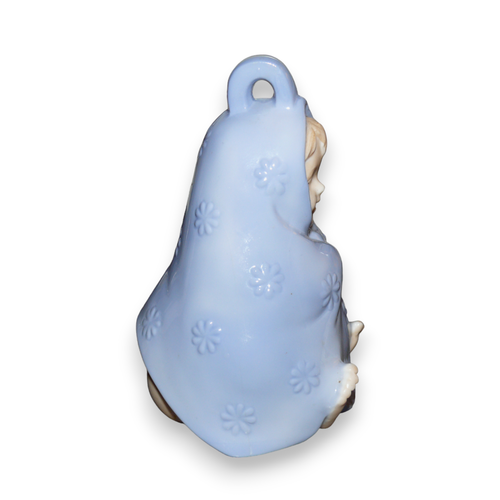 Vintage Porcelain Boy Baby Newborn Blond Hair Blue Blanket Bell Ornament - Picture 5 of 6