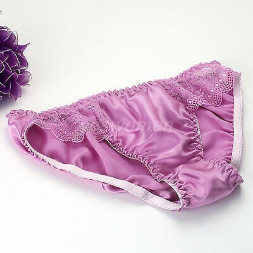 2 pcs 100% Silk Thongs Satin Bikini Briefs Underwear Smooth Panties Lace Knicker - Picture 3 of 28