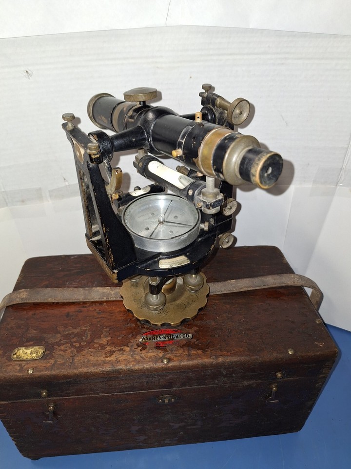 Warren Knight Antique Survey Transit Level Instrument +original wood ...