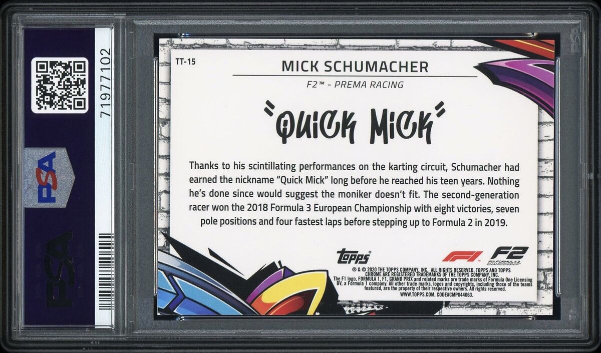 Mick Schumacher 2020 Topps Chrome Formula 1 F1 #TT-15 F1 Mick Schumacher 2020 Topps Chrome Formula 1 F1 #TT-15 F1