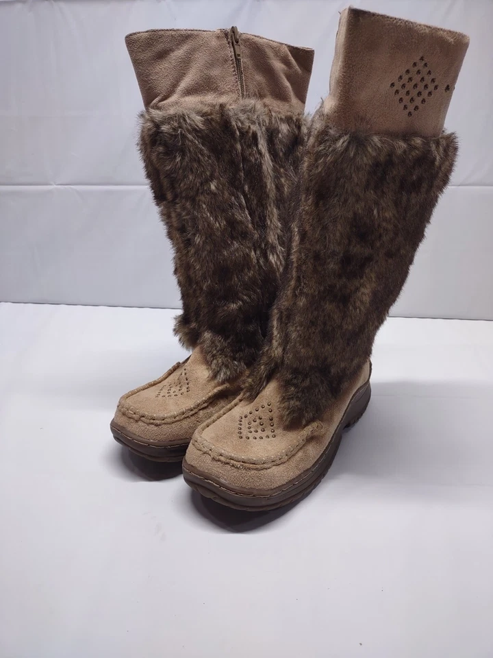 Botas de cuña Lane Bryant imitación gamuza piel talla 8 estilo mocasín EE. UU. 220210 Foto 2 de 4