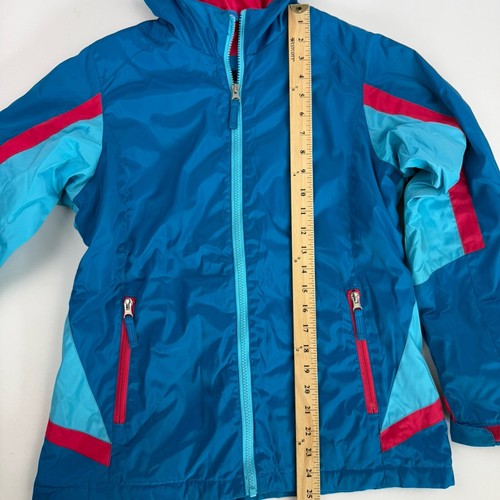 Lands End Kids Blue Hooded Winter Jacket Insulated Full Zip Youth Sz L (14) - Picture 3 of 13