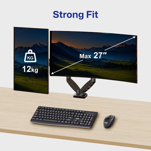 Altus Dual Monitor Stand Arm Gas Spring Adjustable Desk Mount VESA Screen Holder - Picture 4 of 8