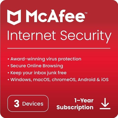 McAfee Internet Security 2024 3 Device 1 Year Antivirus 5 Minute EMAIL Delivery - Picture 1 of 6