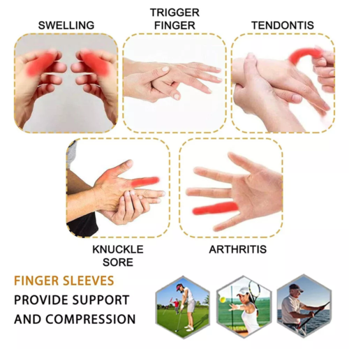 10Pcs STRETCHY FINGER PROTECTOR Arthritis Support Sports Aid BLACK UK - Picture 8 of 18