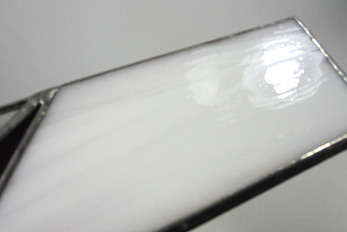 Handcrafted Stained Glass Vase Taper Candle Holder VTG 90s Beveled Red White 9" - Picture 11 of 14