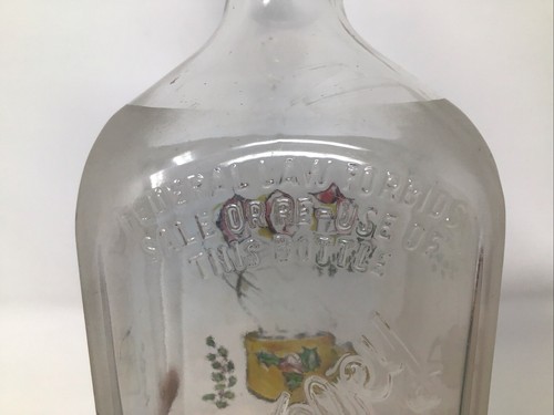 Vintage H & A Gilbey Ltd Glass Gin Bottle 3 Sides Frosted Back Hand Painted - Picture 5 of 11