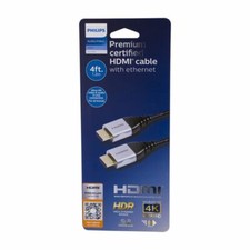 Philips Audio/Video HDMI Premium Certified Cable with Ethernet Black, 4ft., 4K 