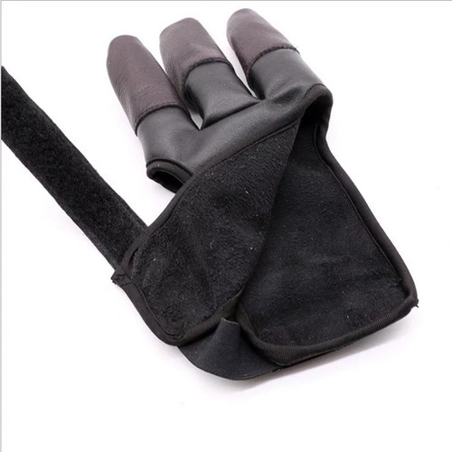 Archery Shooting 3 Finger Glove Leather Bow Protective Archery Glove Recurve Bow - Picture 4 of 10