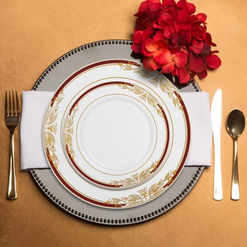 Disposable Plastic Dinnerware Wedding Party Package Elegant Harmony Plates Set - Picture 35 of 50