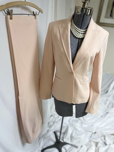 ANNE KLEIN Pant Suit Size 6 Two Piece Set Executive Salmon Color Real Pockets - Picture 3 of 24