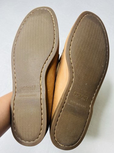 Sperry Top-Sider Herren Größe 12W Braun Leder Slipper Runde Spitze Leger Bootsschuhe - Bild 13 von 13