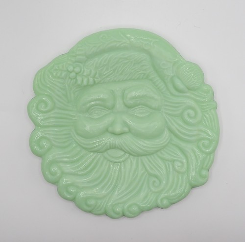 Vintage Cracker Barrel Country Christmas Jade Glassware Santa Face Cookie Platte - Picture 9 of 14