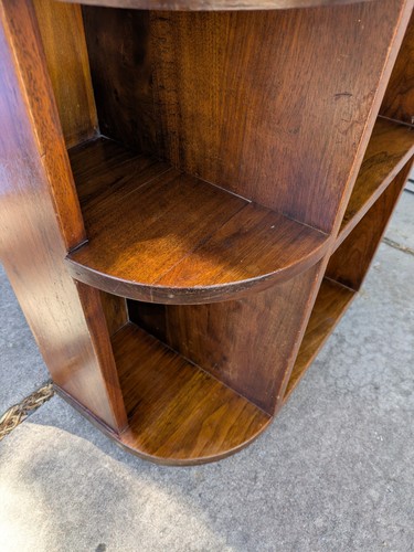 Vintage Mid Century Modern Art Deco Open Bookcase Shelf Table Half Moon Curved - Picture 18 of 24