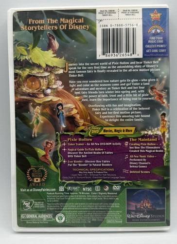 Tinker Bell DVD Widescreen Disney Animation Adventure Family Movie 2008 - Picture 2 of 3