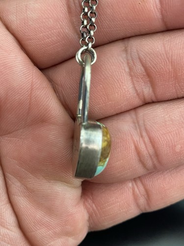 Donovan Skeet Navajo Sterling Silver Turquoise Padlock Heart Pendant W/ Necklace - Picture 8 of 10